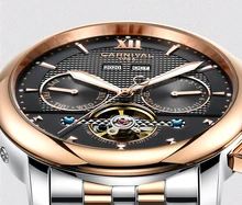 Мода tourbillon часы мужчины золото Нержавеющая сталь Автоматические механические Сапфир водонепроницаемый черные часы relogio masculino