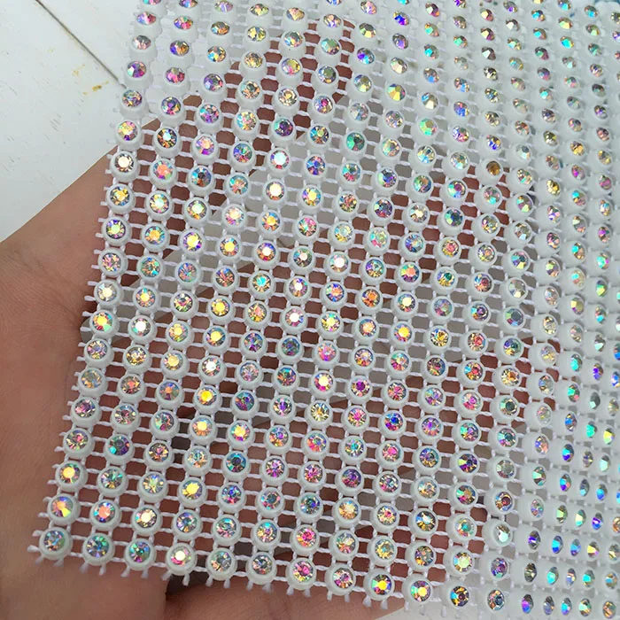 

Free shipping,24rows rhinestone AB trimming,1yard/lot crystal banding with diamond setting strass mesh chains for wedding dress
