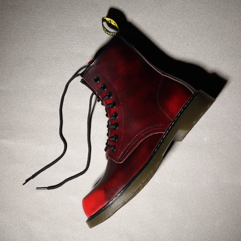 GRAM EPOS Male Autumn Spring Cowhide Split Leather red blue winter Boots Men High Top Martin Motorcycle botas Lover snow Boots