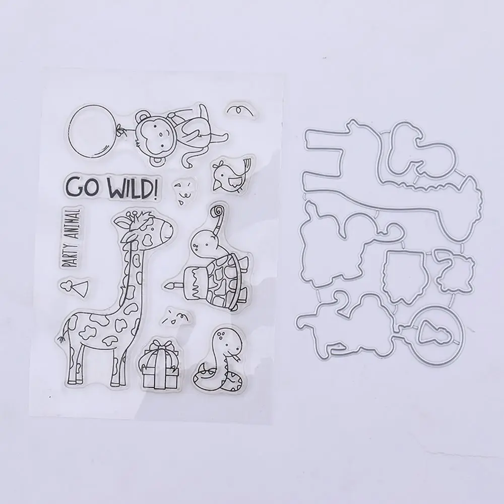 

DIY Metal Cutting Dies and Clear Rubber Stamp Set Giraffe Stamp with Dies for Card Making Scrapbooking Decoration