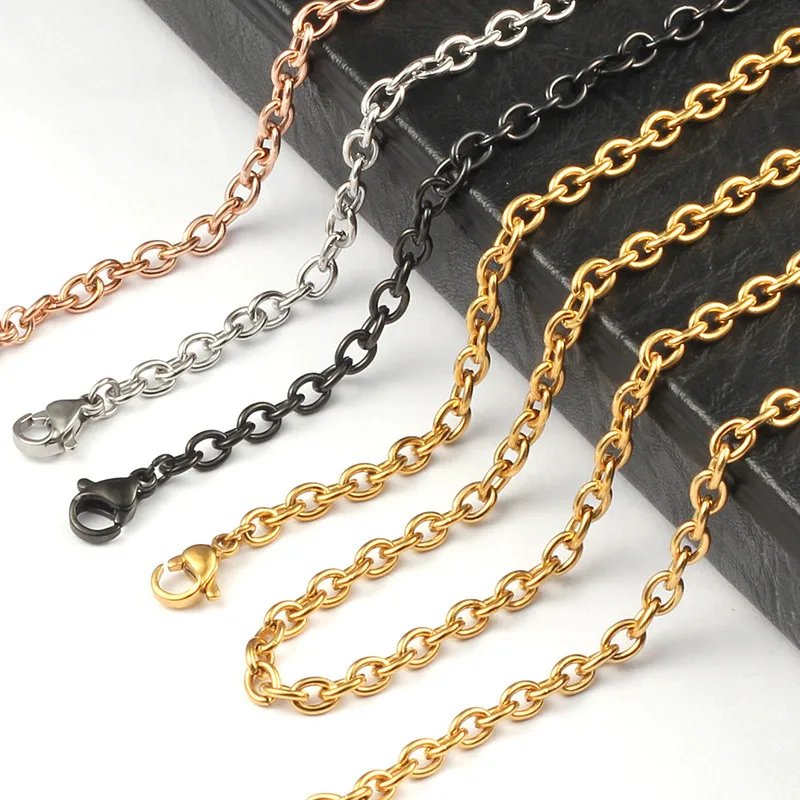 

10Pcs/lot 18'' 20'' 24'' 28'' 32'' 2.5mm silver/ gold/ rose gold/ black 316 Stainless Steel Wave Chain Pendant Locket Necklace
