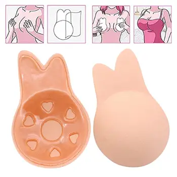 

Rabbit Ear Women Chest Stickers Invisible Breast Lift Up Bra Tape Sticker Silicone Tila Nipple Cover Sticker Anti Emptied Chest
