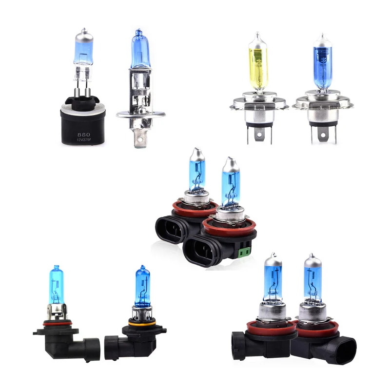 

2PCS H1 H3 H11 H4 H7 H8 880 9005/HB3 CAR Halogen Bulb 100W 65W 60W 55W 35W 27W 12V Quartz Glass Blue Gold Car Headlight Lamp J25