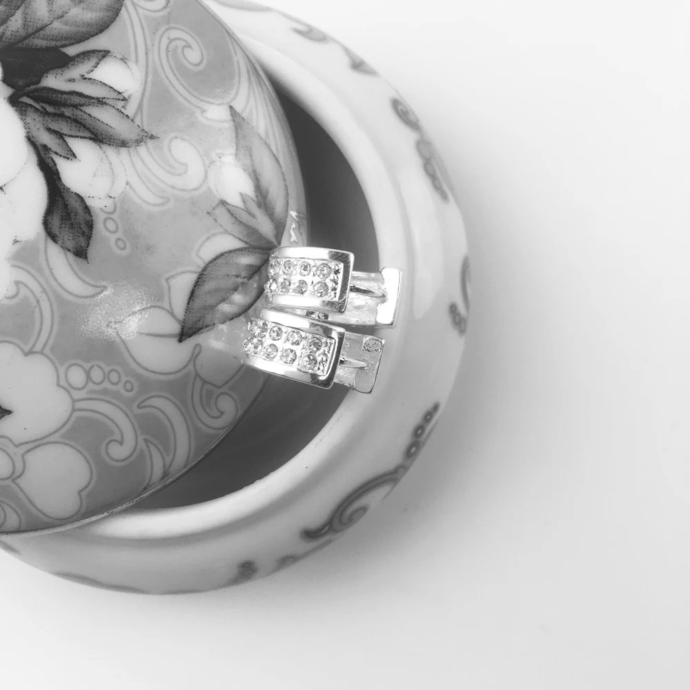Креольские серьги-кольца белый CZ 925 серебро подарок для женщин Ts высокое качество серьги Томас Стиль циркония модные ювелирные изделия