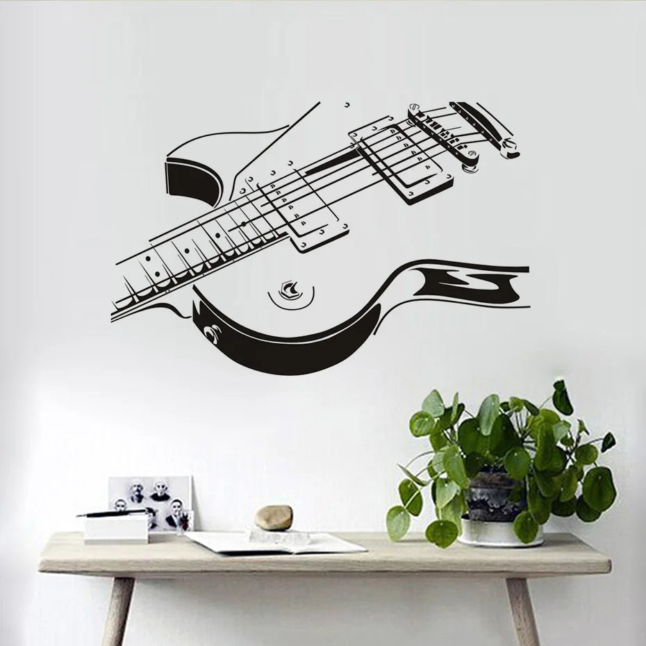 Grosir Gitar Listrik Gitar Wall Sticker 3D PVC Kreatif Stiker
