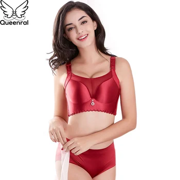 

Queenral Seamless Underwear Women Set Lingerie Sexy Bra Set Plus Size CDE Cup Brassiere Brief Push Up 34-50 Lingerie Set 2018