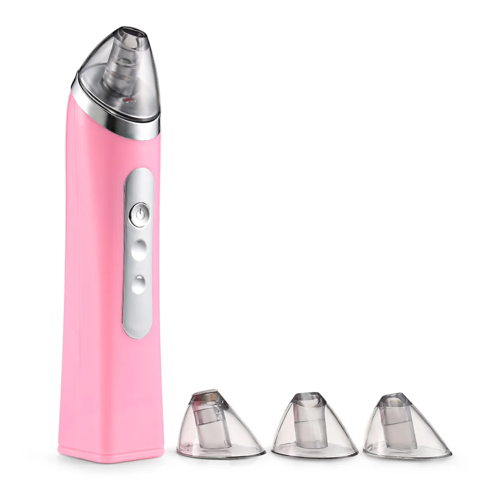 Профессиональный электрический прибор для удаления угрей, вакуум очищает поры лица, инструмент для красоты, очищающие устройства с 4 присосками - Color: Pink