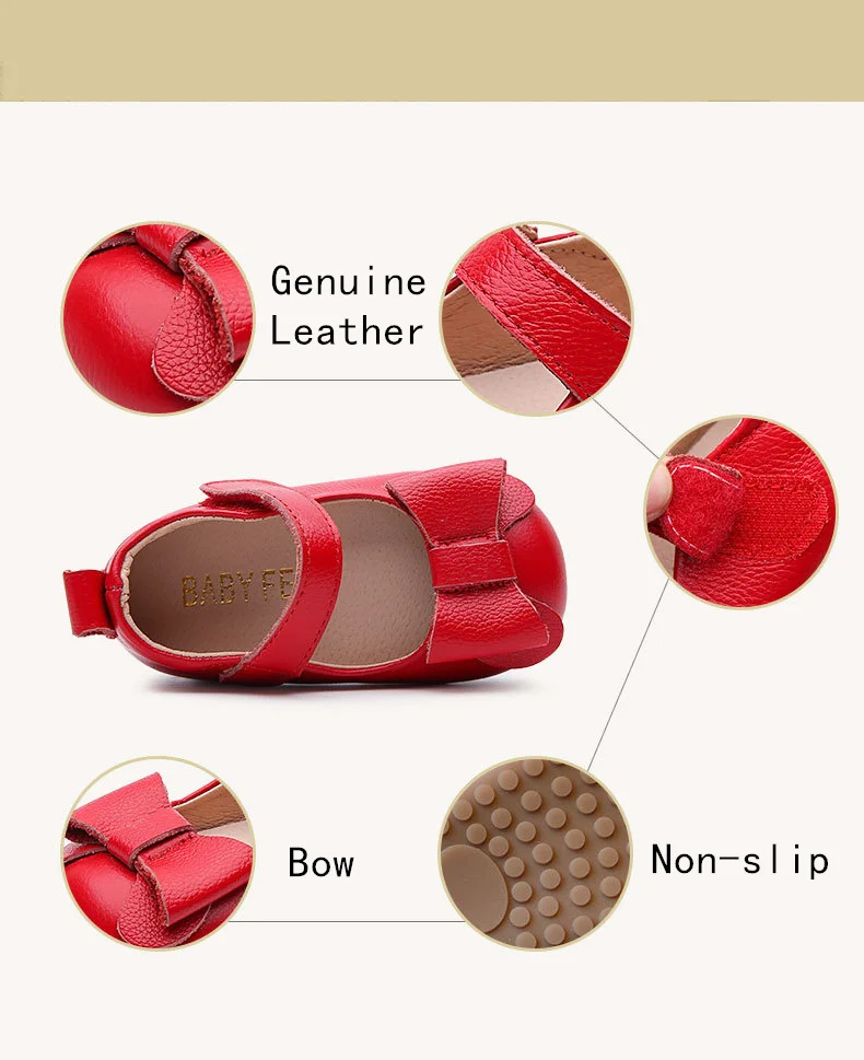 Arco do Bebê Caminhantes do Bebê Upscale Couro Genuíno Meninas Sapatos Moda Dança Princesa Mocassins Primeiro 5 Upscale couro genuíno arco do bebê meninas