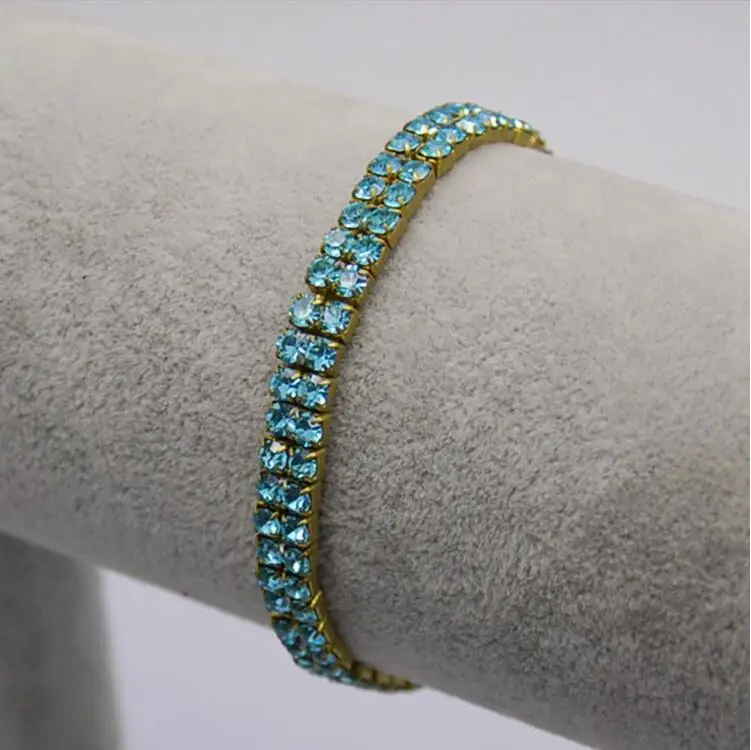 

Clearance Sale Promotion Bling Bling Blue Rhinestone Two Layers Elastic Bracelet Bijoux Jewelry Brincos Gift B3010