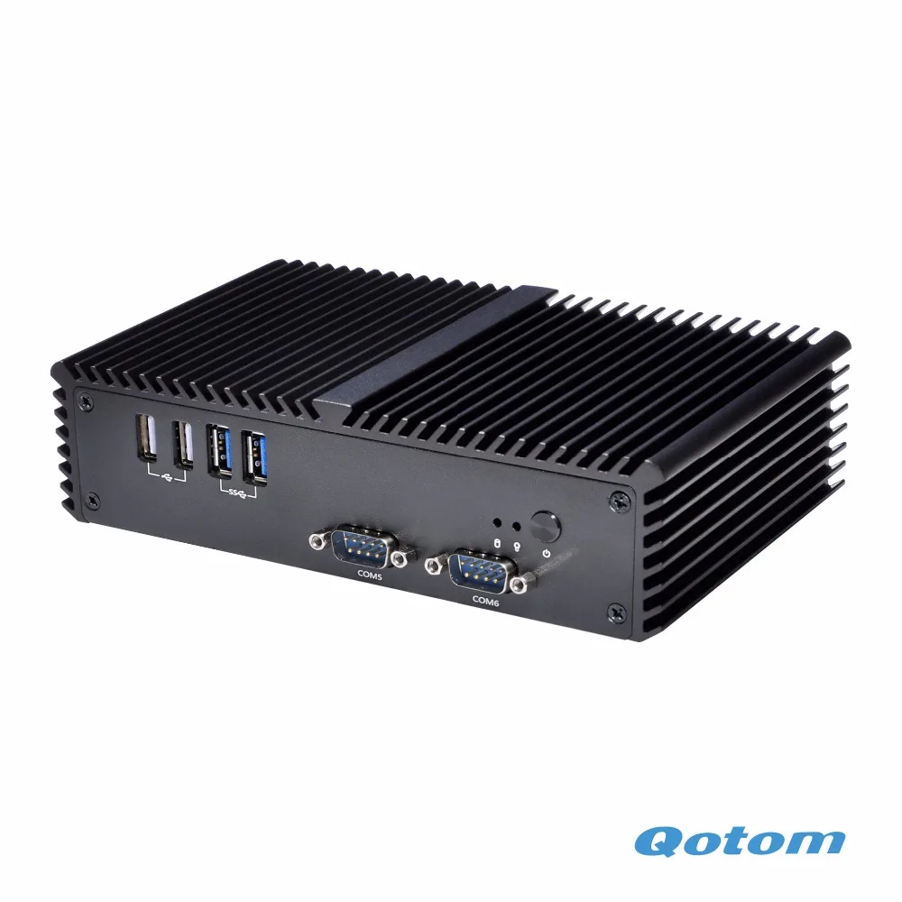 OEM 6 COM промышленный ПК без вентилятора мини ПК Qotom-Q310P с процессором Celeron 3215U(1,70 ГГц, Broadwell), RS485 VGA опция