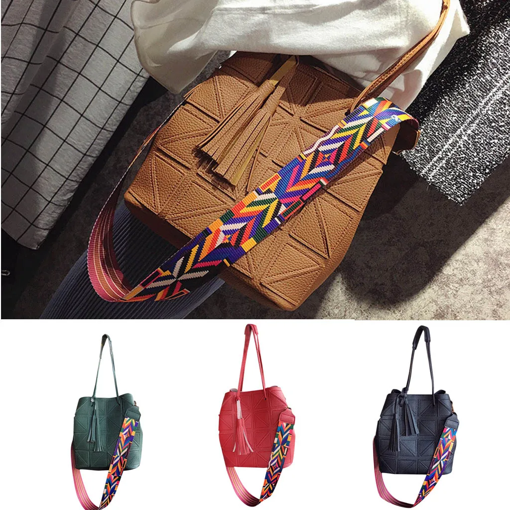 Новая модная дамская кожаная одноцветная сумка на плечо с кисточкой+ кошелек известного бренда Borsa a tracolla da donna#30