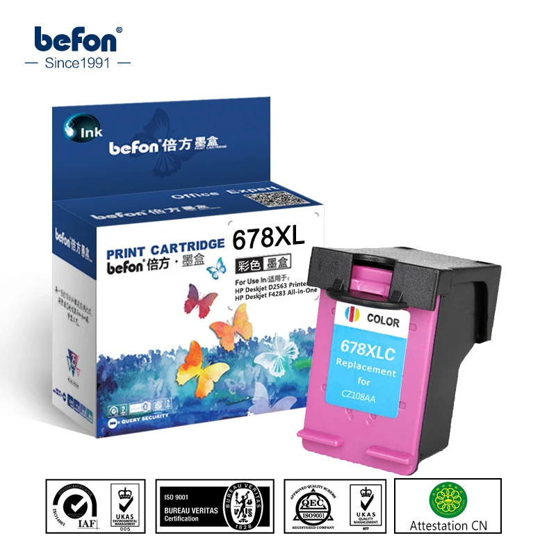 Befon совместимый цветной чернильный картридж 678 XL Замена для HP Deskjet 2515 3515 1018 1518 2548 3548