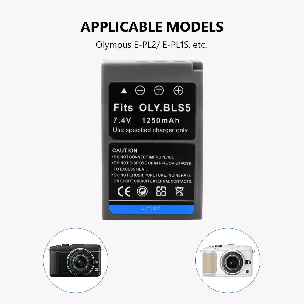 YCDC 4 шт./лот серый 1250 мА/ч, BLS-5 BLS-50 литий Камера Батарея для Olympus Stylus 1 1s Камера ручка E-PL2 E-PL5 E-PL6 E-PL7 E-PM2