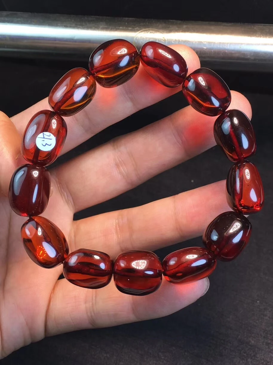 Certificate Natural Amber Blood Red Gemstone Woman Man Healing 17x14mm Oval Beads Bracelet Drop Shipping Reiki Power Stone AAAAA