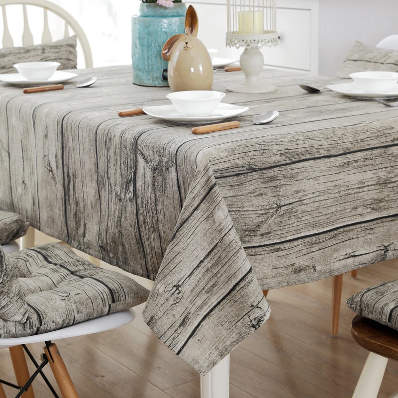 

Europe Classic Wood Grain Tablecloth Cotton Linen Square Rectangle Striped Table Cloth Retro Table Cover Free Shipping