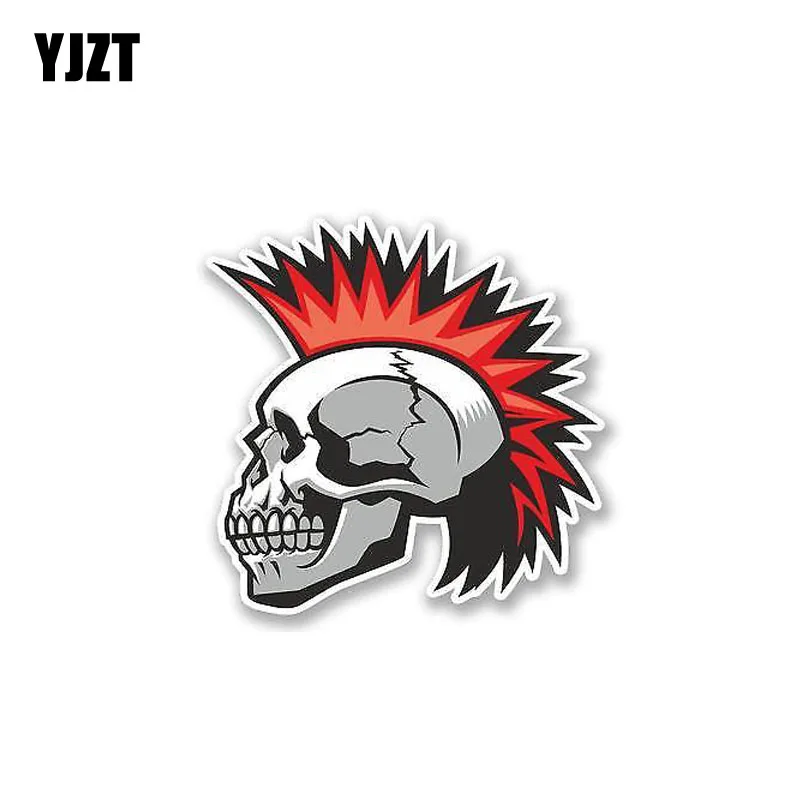 

YJZT 9.5CM*9.5CM Personality Mohawk Skull USA Punk Car Stciker Motorcycle Decal 6-0114