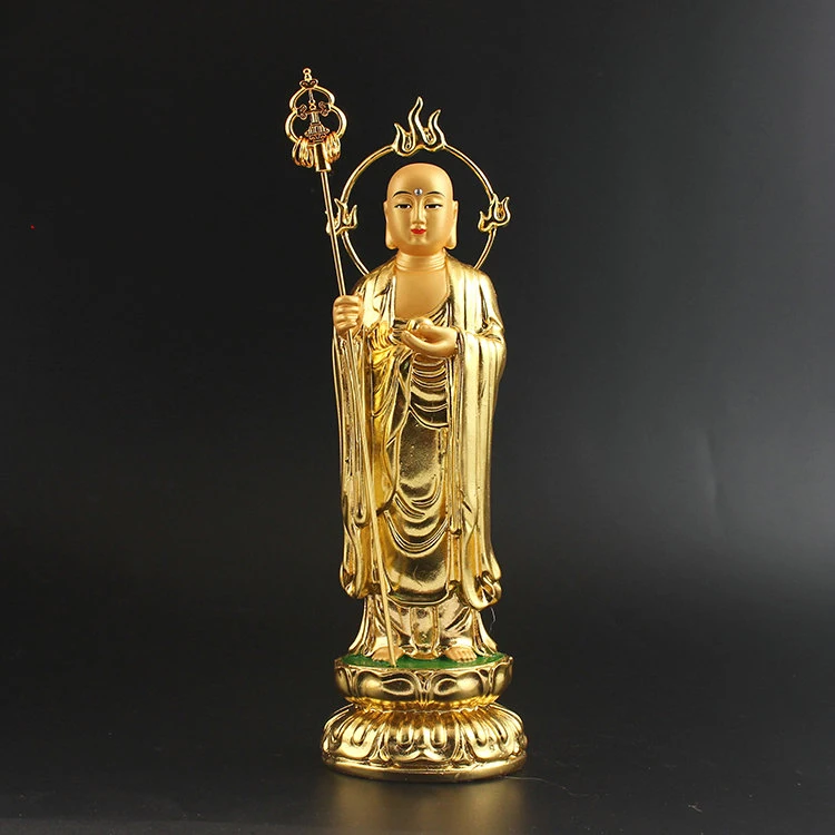 

Backlight Flame Gold Tibetan King Bodhisattva 10 rounds of bitter station to hide the solemn small Buddha statue