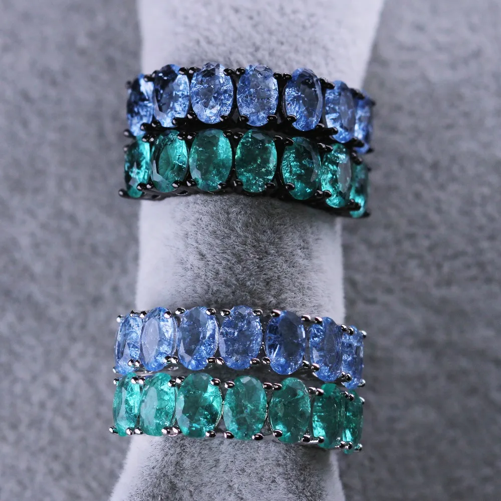 Fusion Stone 2 Pcs/Lot Stylish Couple Rings Copper with White/Black Plated Double Rings for Fashion Women Jewelry RFX001392