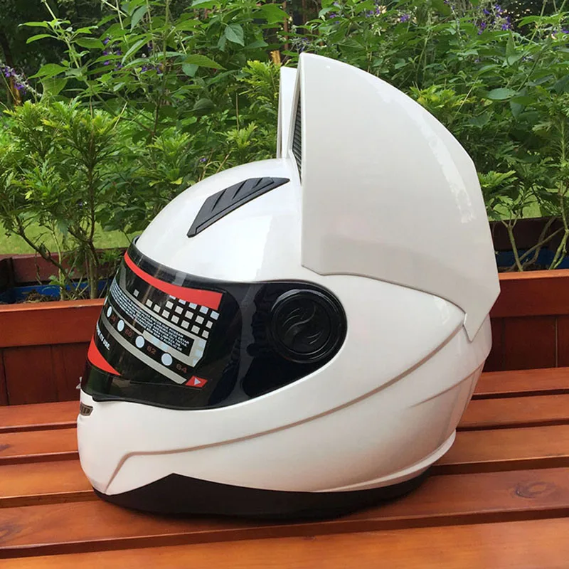 Мотоциклетный шлем гоночный противотуманный индивидуальный дизайн capacete casco анфас шлем с милые кошачьи ушки белый шлем