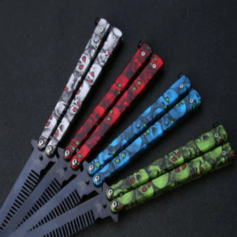 Foldable Comb Butterfly In Knife Shape Ghost Pattern Design No Blade