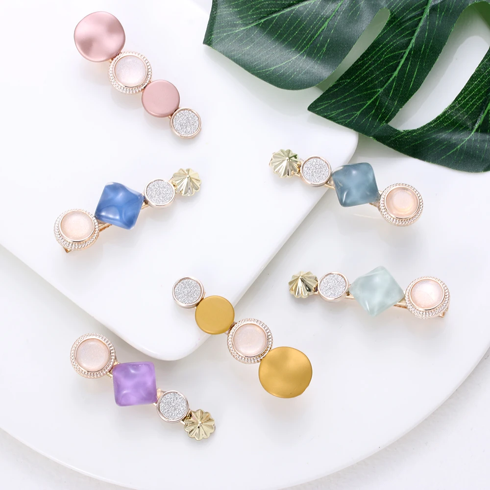 

Korea Japan Fashion Acetate Hairpins for Women Hair Clips Girl Colorful Beads Barrettes Wedding Party Geometric Hair Styling