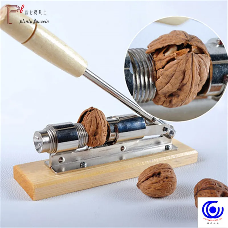 

Manual Stainless Steel Nutcracker Wooden Handle Nut Cracker Mechanical Sheller Walnut Fast Opener Kitchen Tools