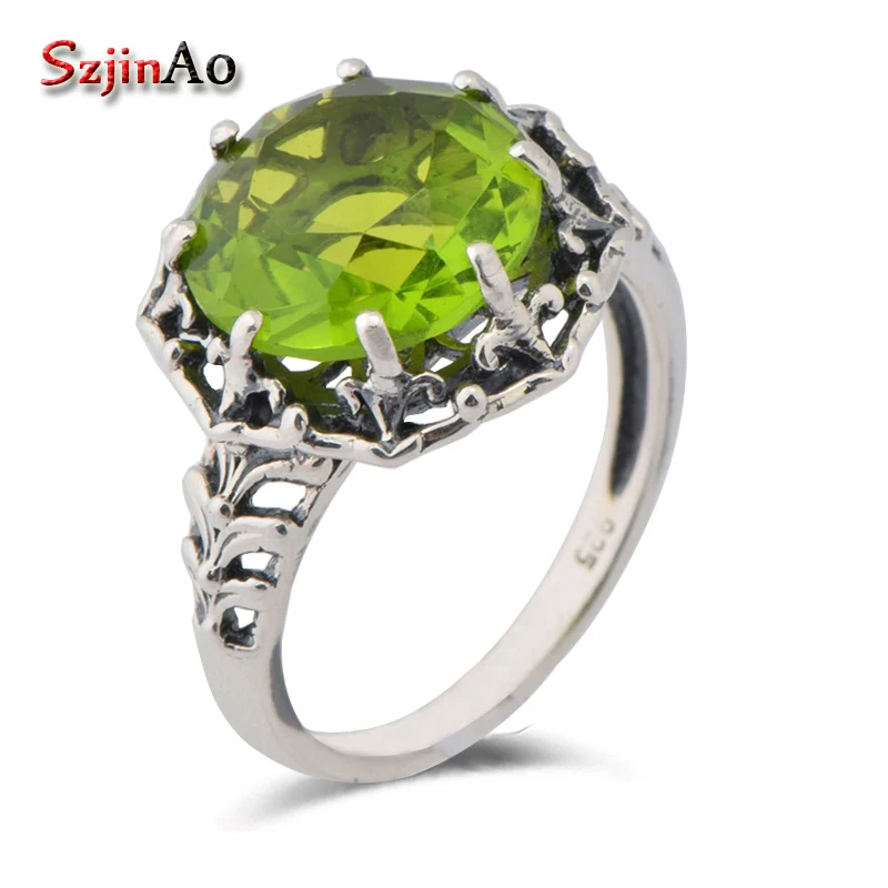 

Szjinao fashion personality non-mainstream girl 925 sterling silver peridot ring valentine's day fine-costume-jewelry