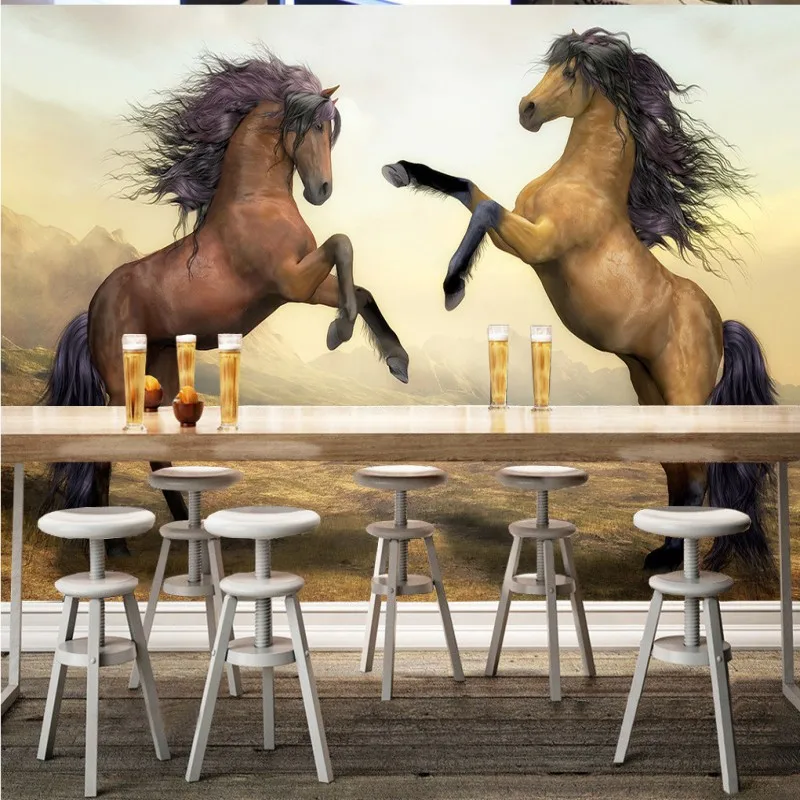 

Custom photo wallpaper Custom high quality mountain horses mural TV backdrop living room hotel lobby office wallpaper