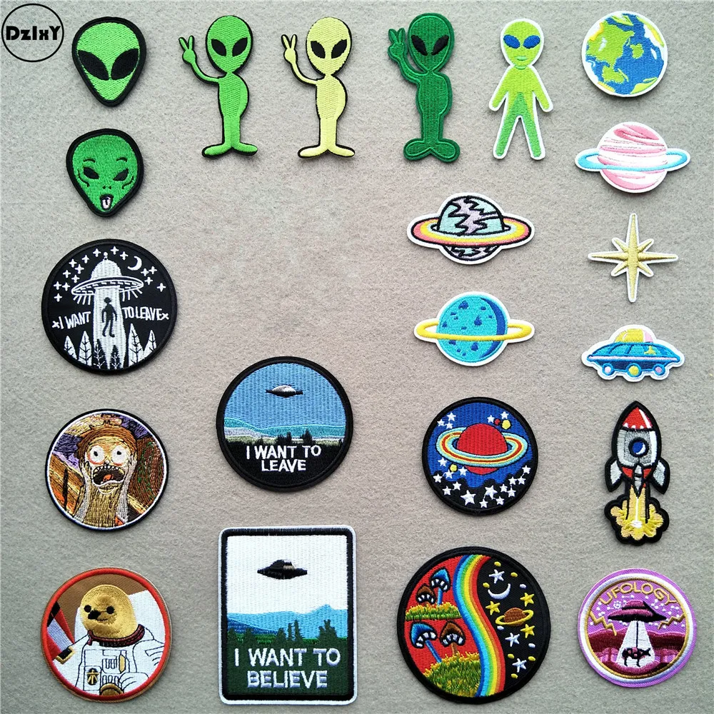 1 шт. UFO Alien Iron on Patches для одежды наклейки в полоску космонавта аппликации на одежде