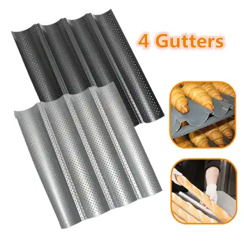 

Non-stick Perforated Baguette Pan French Bread Pan Wave Loaf Bake Bakeware Mould Kitchen Appliance Parts