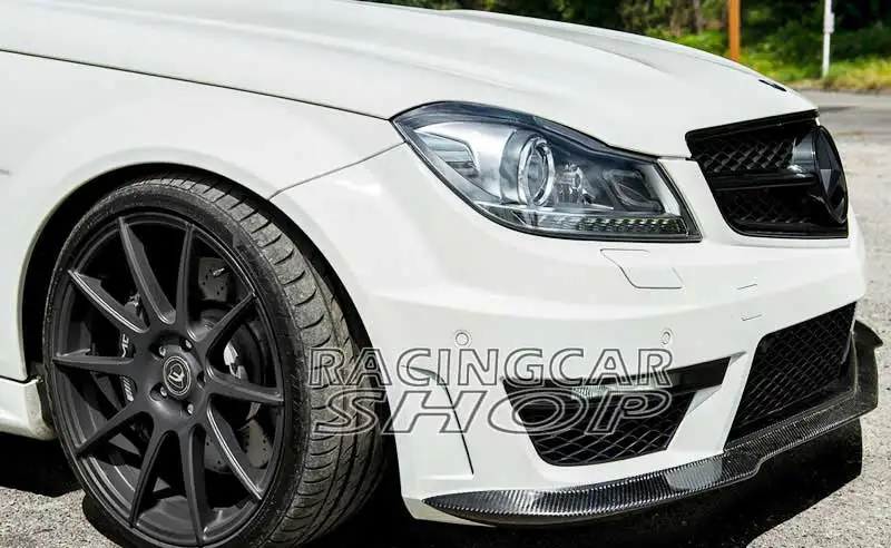 REAL CARBON FIBER Front Lip Spoiler For Mercedes Benz W204 C63 AMG Bumper 2011-2014