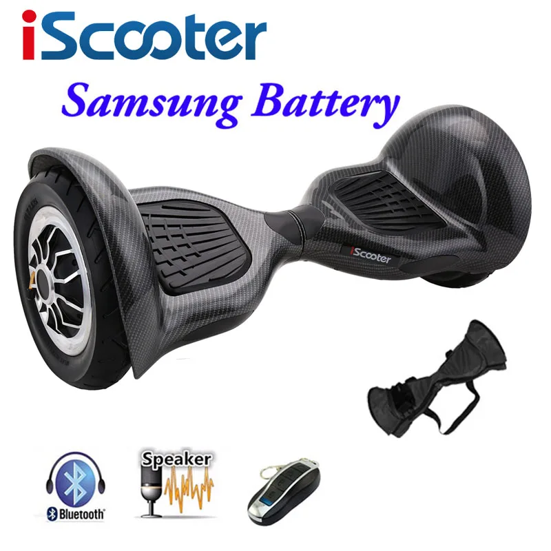 IScooter Ховерборд, 10 дюймов, Bluetooth, 2 колеса, самобалансирующийся электрический скутер, два умных колеса с Дистанционным Ключом и светодиодный скейтборд - Цвет: Samsung Carbon bag