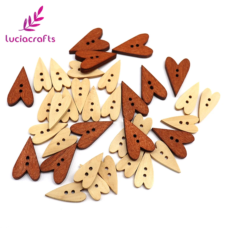 

Lucia crafts 6pcs/48pcs 21*11mm/24*15mm 2-Holes Heart Shape Wooden Buttons DIY Clothes Flatback Sewing Accessories E0117
