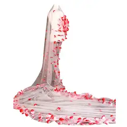 4,7 м, однослойная Женская Длинная свадебная вуаль из тюля со шлейфом, искусственная ломбер, красные лепестки роз, украшение, обрезанная