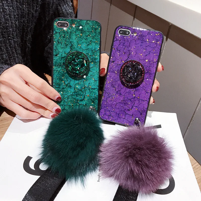 

Epoxy Gold Foil Gem Green Phone Case For Xiaomi Mi 9 8 SE Lite 6 6X 5 5S 5X 5A MIX 3 2S MAX 2 Mi9 With Ring Holder Lanyard Cover
