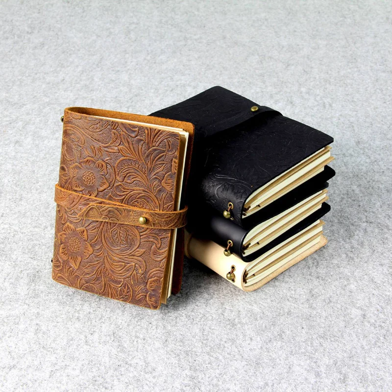 EZONE Carved Flower Cowhide Notebook Genuine Leather Cover Note Book Traveler Journey Diary Vintage Notapad School Office Supply EZONE Carved Flower Cowhide Notebook Genuine Leather Cover Note Book Traveler Journey Diary Vintage Notapad School Office Supply