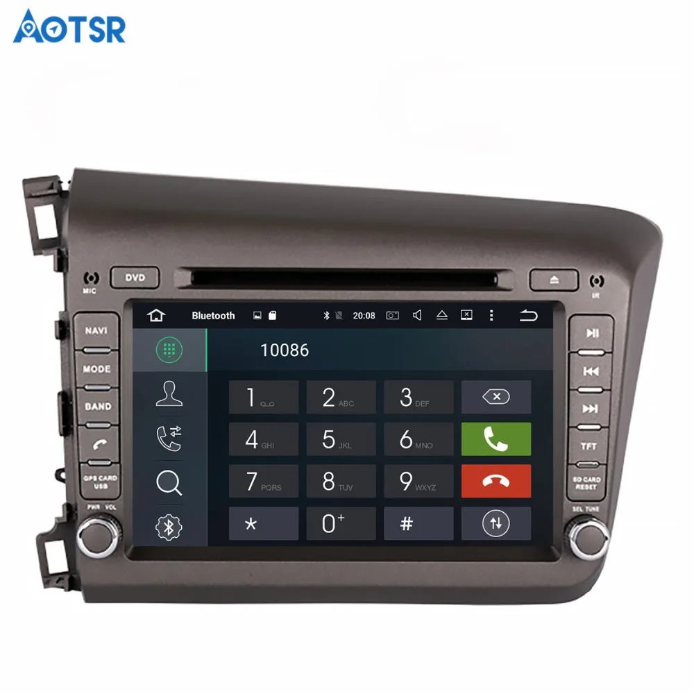 Top Aotsr Android 8.1 GPS navigation Car DVD Player For Honda Civic left 2012 2013 multimedia 2 din radio recorder 4GB+32GB 2GB+16GB 5