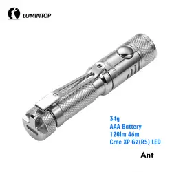 LuminTop Ant Нержавеющая сталь AAA Батарея 120lm EDC фонари легкий Cree XP G2 светодиодный ежедневно Применение Ключ фонарик на цепочке свет