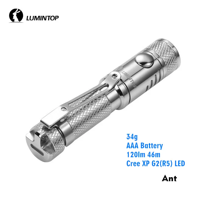 

LuminTop Ant Stainless Steel AAA Battery 120lm EDC Flashlights Lightweight Cree XP G2 LED Daily Use Key Chain Torch Light