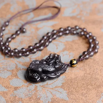 

Natural ice counter genuine Obsidian Obsidian pendant and a brave pendant jewelry wholesale supply Made in China