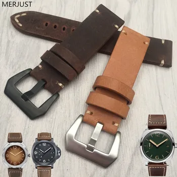 

Italian Genuine Leather Soft and comfortable Handmade Buckle Watch Band Retro Watch Straps 22mm for PAM Man Watch Tool