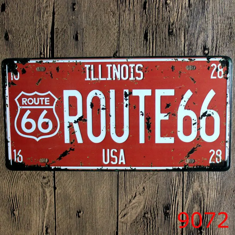 Route 66 Decorative Metal Plates Vintage Metal tin sign Bar Wall art craft painting metal art for Home Bar Pub 15x30cm