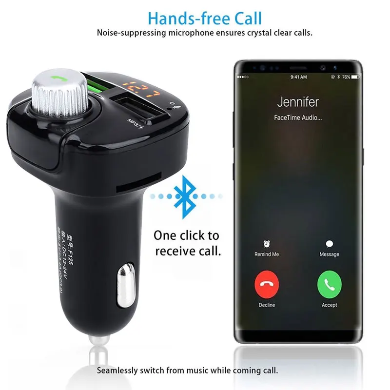 Fm-передатчик QC 3,0 Портативный двойной USB Handsfree Bluetooth автомобильный комплект MP3 Универсальный Автомобильный