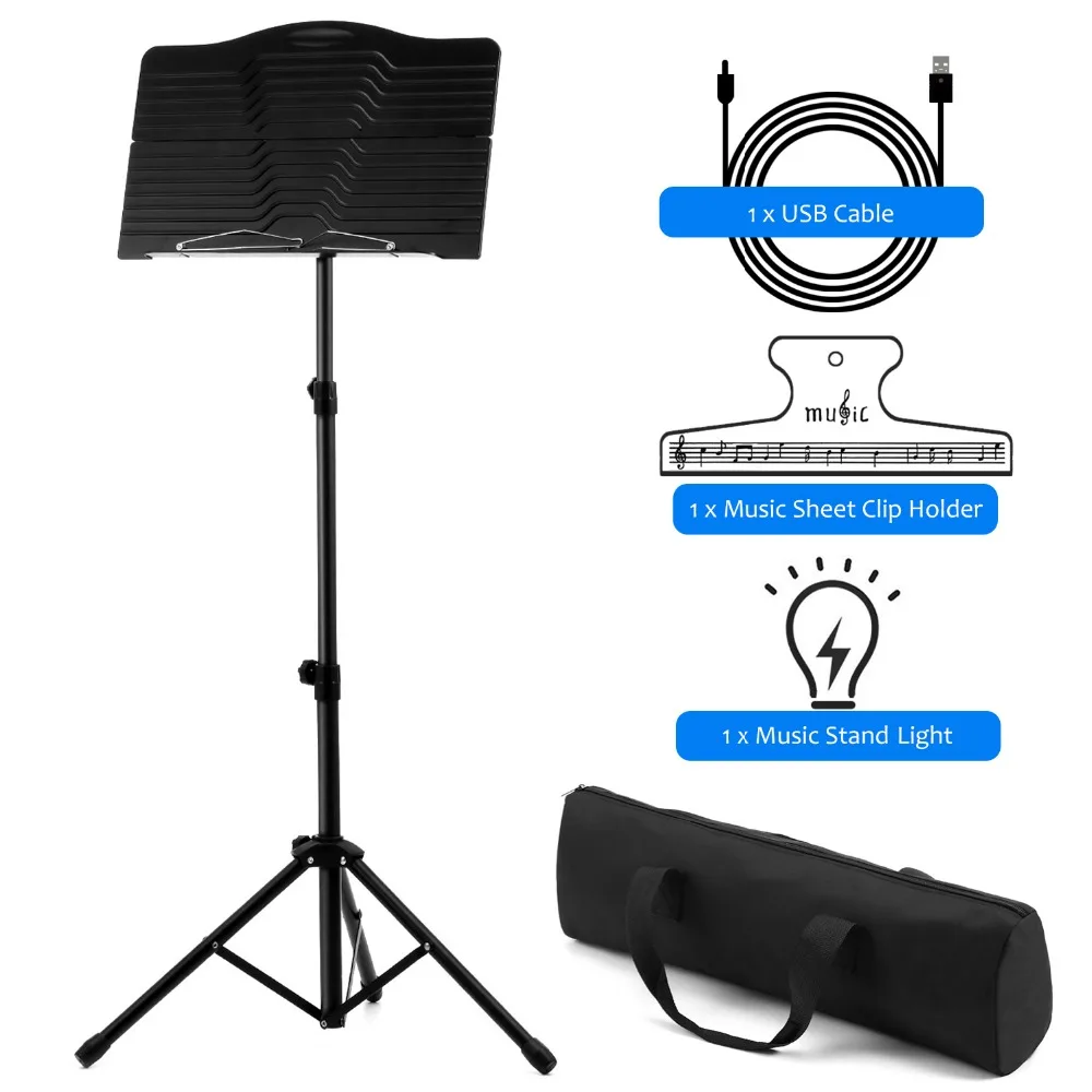 

Donner DMS-1 Adjustable Music Folding Sheet Stand Holder Tripod With Carrying Bag Music Sheet Clip Stand Light High Quality