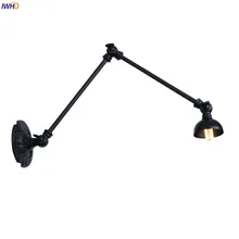 IWHD americano largo brazo de pared LED accesorios de luz ajustable columpio plegable Loft vintage industrial lámpara de pared lámpara de la luminaria Retro