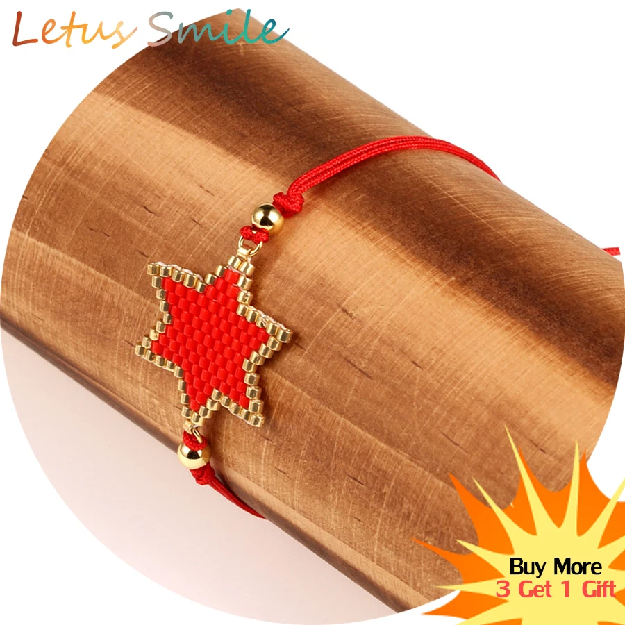 

Fashion Red Lucky Star Bracelets for Women Miyuki Glass Beads Star Charm Bracelets Handwoven Friendship Beach Jewelry Pulseira