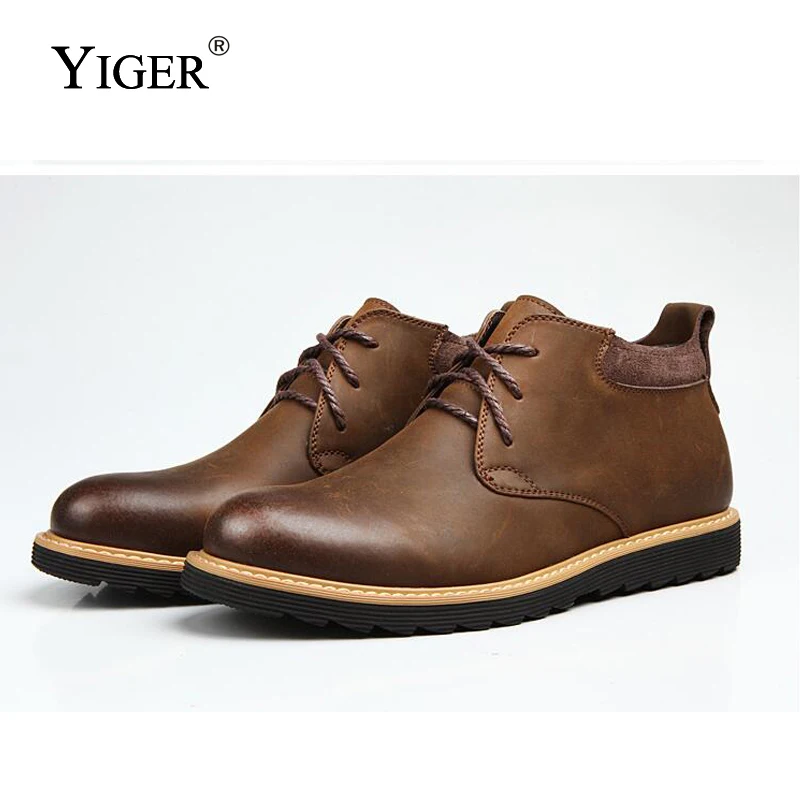 YIGER New 2018 Men Leisure Boots Genuine Leather Ankle Winter with Fur Western Boots Casual retro Lace-up Men's Boots 0125 YIGER New 2018 Men Leisure Boots Genuine Leather Ankle Winter with Fur Western Boots Casual retro Lace-up Men's Boots 0125