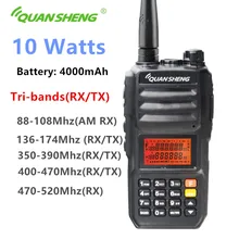 QuanSheng TG-UV2 Plus 10W Lange Bereich schinken Walkie talkie 10 KM 4000mah amateur Radio 10 KM vhf uhf tri band Voice Scrambler