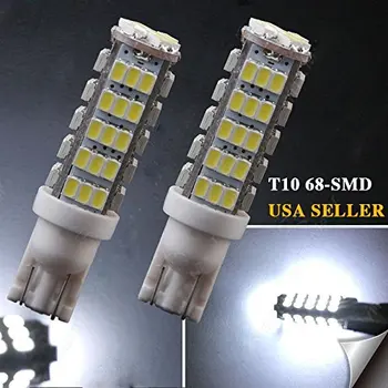 

2 Units Lampada 68 LEDs SMD de Alto Brilho T10 Pingo Frete Gratis Via Carta Regi 6000K
