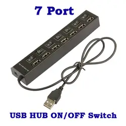 Новый универсальный черный 7 Порты и разъёмы Кабель USB 2.0 хаб на OFF Обмен коммутатор для ноутбуков Mac qjy99